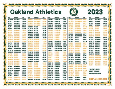 Athletics Schedule .